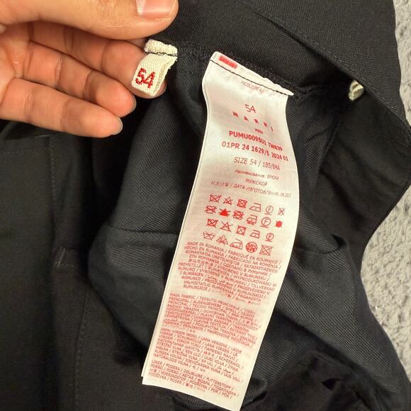 Marni Cargo Trousers Mens 54 (36x32) Black Wool Baggy Straight Lightweight - Picture 3 of 11